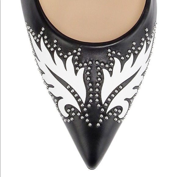 Gianvito Rossi Ellipsis High-Back Studded Leaf Leather Pumps - Size 38 - 105mm - Picture 6 of 7